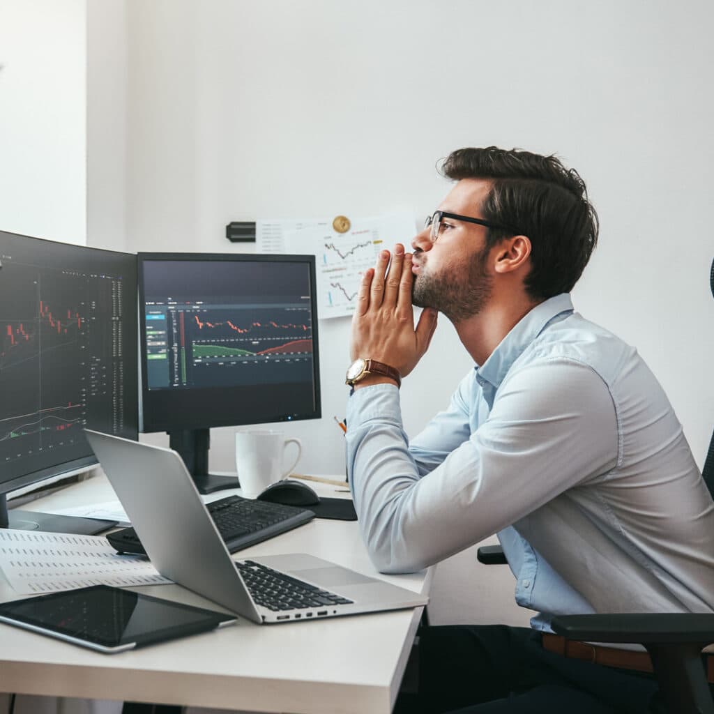 Business owner reviewing finances