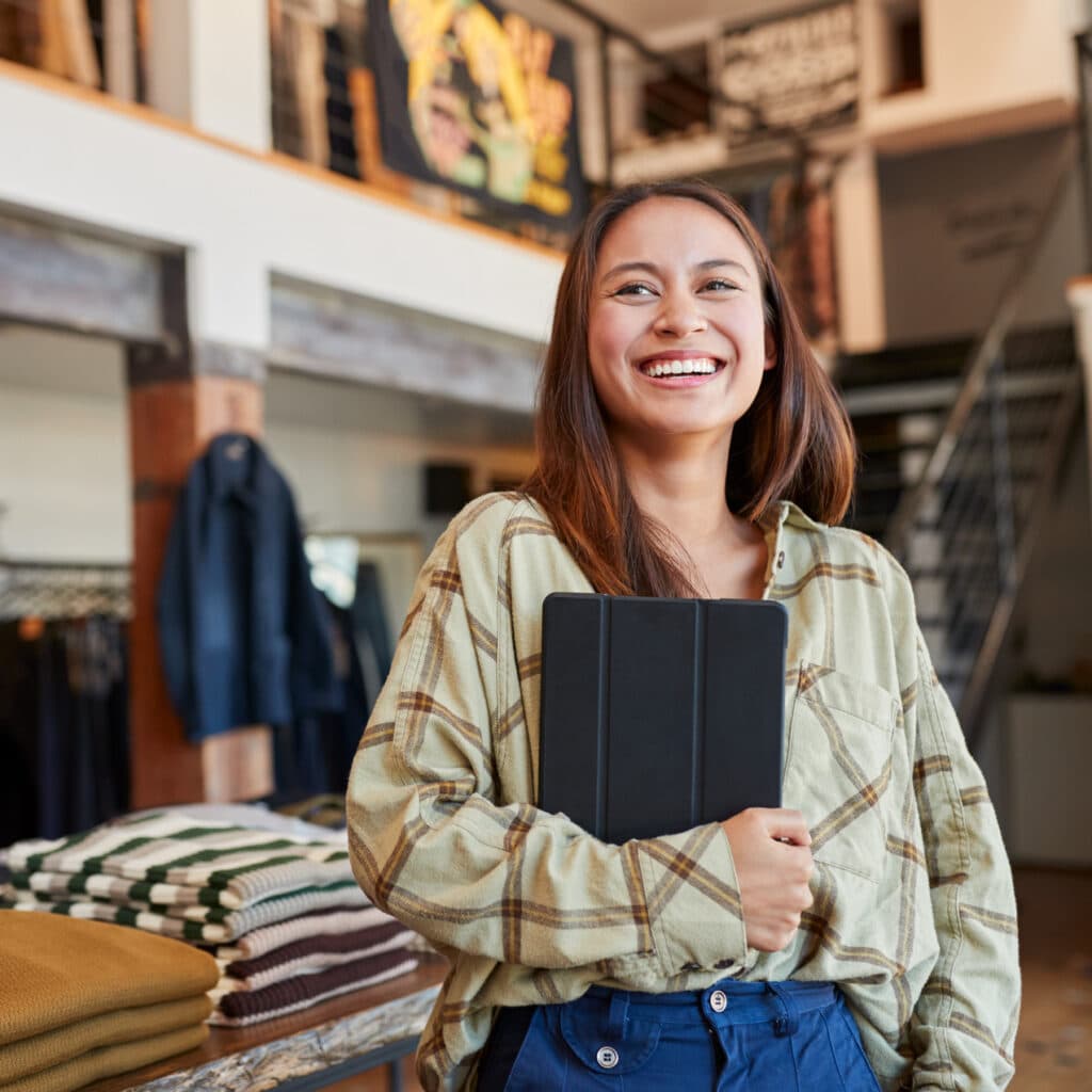 Smiling business owner